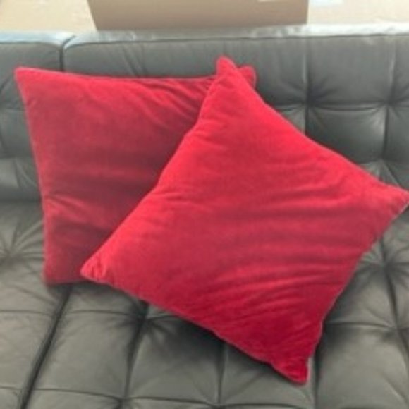 Decorative Pillows: Set of 2, Red Jewel Tone Velvet - Picture 1 of 2